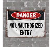 Tapestry for Wall Red Danger Sign: No Unauthorized Entry Tapestry Man CABE Decor Flags for Room Teen(100X150CM)