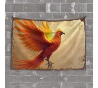 Tapestry for Walls A Fiery Phoenix with Outstretched Wings Tapestry Bedroom Accessories Room Stuff(75X100CM)