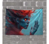 Tapestry for Walls A Person with Glowing Red Eyes and Fiery Hair Tapestry Room Decor Aesthetic Man Cave Decorations(75X100CM)
