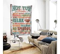 Tapestry for Walls Funny Hot Tub Rules Tapestry Decor for Man Cave Funny Home Decor(100X150CM)