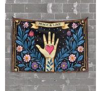 Tapestry for Walls Peace & Love: A Hand Holding Hope Tapestry Funny Room Decor Door Decorations for Bedroom(75X100CM)