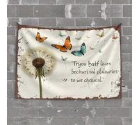 Tapestry for Walls Whimsical Butterflies Dancing Around A Dandelion Tapestry Funny Room Decor Door Decorations for Bedroom(75X100CM)