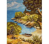Tapestry Half Cross Stitch Needlepoint kit Ocean Scenery Tapestry Embroidery Set 23x30cm Half Cross Stitch Embroidery Set Including Multilayer Cotton Thread 5D HD cod.447 DIY