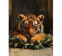 Tapestry Kit Cartoon Tiger Portrait Latch Hook Rug Kit Diy Cushion Making,Diy Tapestry For Home Decor Teenager And Adults Carpet Set 23x35in