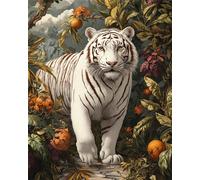 Tapestry Kits for Adults Fantasy White Tiger Animal Crochet Kit for Beginners Adults,DIY Rug Making Kits with Printed Canvas Latch Hook Cushion Set Rugs 21x29in