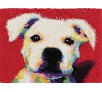 Tapestry Kits Latch Hook Carpet Kits for Adults Colorful Pitbull Dog 23x35in/60x90cm DIY Latch Hook Rug Kits for Kids,Crochet Kit for Beginners,Rug Making Kits with Printed Canvas