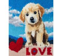 Tapestry Kits Latch Hook Carpet Kits for Adults Cute Puppy and Love 15X20In/52X38Cm DIY Latch Hook Rug Kits for Kids,Crochet Kit for Beginners,Rug Making Kits with Printed Canvas