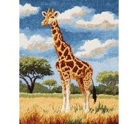 Tapestry Kits Latch Hook Carpet Kits for Adults Giraffe in The Field 15X20In/52X38Cm DIY Latch Hook Rug Kits for Kids,Crochet Kit for Beginners,Rug Making Kits with Printed Canvas
