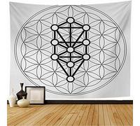 Tapestry Magical Kabbalah Sephiroth On Solids Zen Tree Life Flower Signs Symbols Spiral Symbol Wall Hanging Funny Decoration Tapestry Trendy Tapestries For Dorm Living Room Bedroom 130x152cm