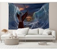 Tapestry Moses Parting The Red Sea Biblical Event Passover Holy Light Wall Hanging Funny Tapestries Soft Wall Tapestry For Living Room Bedroom Family 130X152CM