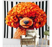 Tapestry Poodle Vibrant Animal Art Fanciful Bohemian Wall Tapestry Decoration Tapestries Soft Wall Hanging For Family Party Bedroom 130X152CM