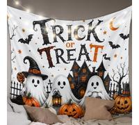 Tapestry Pumpkin Ghost Haunted Fort Trick Or Wall Blanket Home L