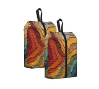 Tapestry Texture Printed Travel Shoe Storage Bag Waterproof Jacquard Fabric is Lightweight, with Strong Handle and Central Zipper.