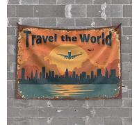 Tapestry Wall Art Explore The Globe: A Journey Through Timeless Cities Tapestry Home Decor Men Man CABE Decor(100X150CM)