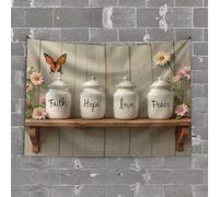 Tapestry Wall Art Jars of Faith, Hope, Love, and Peace Tapestry Beer Decor Tapestry for Bedroom(75X100CM)