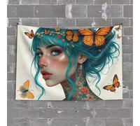 Tapestry Wall Art Magical Night At The Red Brick House Tapestry Bedroom Door Decorations Beer Decor(100X150CM)
