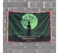 Tapestry Wall Art Silhouette Under The Green Moon: A Mystical Night Scene Tapestry Wall Decor Aesthetic Man Cave Decorations(75X100CM)