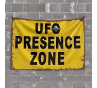 Tapestry Wall Art UFO Presence Zone Warning Sign Tapestry Beer Decor Tapestry for Bedroom(100X150CM)