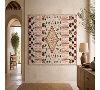 Tapestry Wall Decor for Bedroom Living Room, Custom Tapestries Horizontal/Vertical Hang, 100 x 150 cm,Geometric Retro White, Red, Black, Brown,