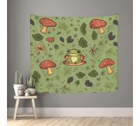 Tapestry Wall Hanging 60x51 Inches, Peach Velvet Wall Tapestry No Damage Backdrop Poster Frogs And Mushrooms Wall Art For Bedroom Living Room Dorm Decoration