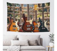 Tapestry Wall Hanging Aesthetic Tapestries for Living Room Guitar Bass Music Musical Instruments Wall Tapestry Home Wall Decoration Blanket Wall Art Banner Poster for Dorm Bedroom (150 X 100 CM)