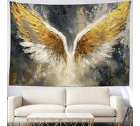 Tapestry Wall Hanging Angel wings in gold and silver Wall Art 200 x 150 cm Retro Decorative Wall Tapestry for Bedroom, Dorm Room, College Room, Living Room and Home