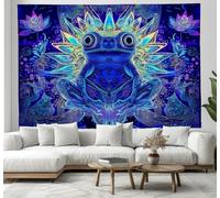Tapestry Wall Hanging, Frog Lotus Walls Art Psychedelic illustrations Wall Home Decor for Bedroom, Dorm, College, Living Room, 180x230cm