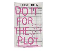 Tapestry Wall Hanging Guest Check Background With Pink “Do It For The Plot” Text - Home Decor For Bedroom Living Room Retro Fun Aesthetic Bold Statement Art60 x90 Tapestry
