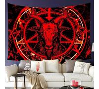 Tapestry Wall Hanging Satanic Goat Pentagram Demon Gothic Evil Ritual Wall Hanging Soft Aesthetic Tapestries, For Home Decor, Party, Office, 100x150cm