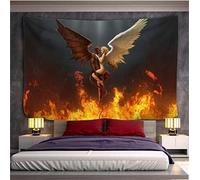 Tapestry Wall Hanging,Tapestry for Bedroom Aesthetic Angel demon Tapestries Psychedelic Hippie Large Polyester Tapestry Decor for Bedding Living Room Dorm Yoga Meditation Mat Rugs(230x180cm/90x70inch)