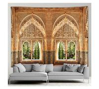 Tapestry wall hanging Tapestry Wall Hanging Moroccan Architectural Tapestry Retro Islamic Geometric Pattern Wall Decor Mural for Bedroom, Living Room, Dorm For Bedroom Livingroom Dormitory(GT-2016SD,W