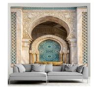 Tapestry Wall Hanging Tapestry Wall Hanging Moroccan Architectural Tapestry Retro Islamic Geometric Pattern Wall Decor Mural for Bedroom, Living Room, Dorm ( Color : 3323SD-GT , Size : W200 x H150 cm