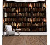 Tapestry Wall Hangings, Morbuy 3D Bookshelf Background Decor Art Home Bedroom Living Room Dorm Tapestries Creative Christmas Gift (Reading room,150x130cm)