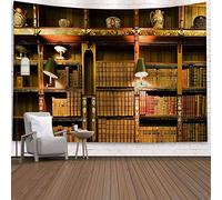 Tapestry Wall Hangings, Morbuy 3D Bookshelf Background Decor Art Home Bedroom Living Room Dorm Tapestries Creative Christmas Gift (Treasures,95x73cm)