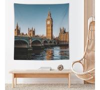 Tapestry Wide Wall Hanging Big Ben And Houses of Parliament Riverside Tapestry Vintage Lightweight Wall Blanket Funny Tapestry Wall Art Home Decor Soft Mural for Bedroom Dorm Living Room 60"x60"