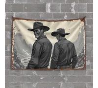 Tapestry with Words Western Adventure: Two Cowboys in The Wild West Tapestry Tapestry Wall Art Funny Bedroom Decor(75X100CM)