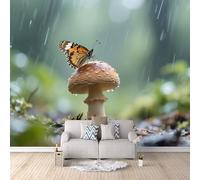 Tapete 3D Enchanted Forest, Jazzy Wallpaper Large Mushroom 450x315cm 3D Optical Illusion Decorative Wall Panels Modern Photomurals Walls Art Easy Apply for Home Bedroom
