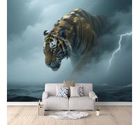 Tapete 3D Psychedelic Tiger, Jazzy Wallpaper Unique Wildlife Wild Animalliving Room Wall Paper No Mess No Fuss Transform Your Room Safe for Kids Room 500X280Cm