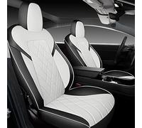 Tapha Faux Leather Seat Cover Set for Tesla Model 3 2017-2022, Breathable and Water-Resistant, Include Seat Covers for Front and Rear Seats (Black/White)