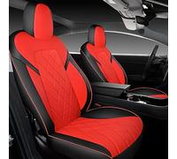 Tapha Faux Leather Seat Cover Set for Tesla Model 3 2017-2022, Breathable and Water-Resistant, Include Seat Covers for Front and Rear Seats (Black/Red)