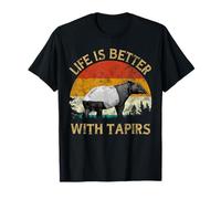 Tapir Lover Retro Vintage Tapir Sunset Tree Life With Tapirs T-Shirt