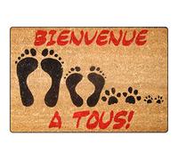 Tapis Deco 40 x 60 cm Printed Coco Bienvenue Door Mat, Multi-Colour