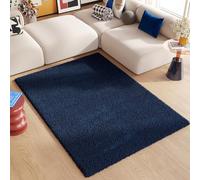 TAPISO Area Rug Essence Shaggy Long Pile Blue Navy Plain One Colour Bedroom Living Room Nursery Durable Carpet OEKO-TEX Size - 200 x 300 cm (6ft7 x 9ft10)