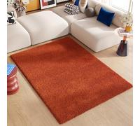 TAPISO Area Rug Essence Shaggy Long Pile Orange Terracotta Plain One Colour Bedroom Living Room Nursery Durable Carpet OEKO-TEX Size - 200 x 300 cm (6ft7 x 9ft10)