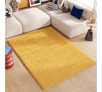 TAPISO Area Rug Essence Shaggy Long Pile Yellow Mustard Plain One Colour Bedroom Living Room Nursery Durable Carpet OEKO-TEX Size - 160 x 220 cm (5ft3 x 7ft3)