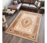 TAPISO Atlas Area Rug Beige Cream Rosette Medallion Frame Traditional Short Pile Living Room Bedroom Durable OEKO-TEX Carpet Size - 250 x 300 cm (8ft2 x 9ft10)