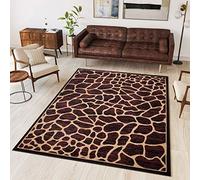 TAPISO Atlas Area Rug Brown Modern Animal Print Safari Giraffe Short Pile Living Room Bedroom Durable OEKO-TEX Carpet Size - 100 x 200 cm (3ft3 x 6ft7)
