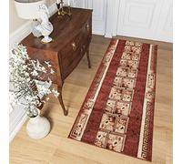 TAPISO Atlas Traditional Hall Runner Hallway Brown Rug Classical Greek Pattern Bedroom Design Durable Carpet Size - 70 x 170 cm (2ft4 x 5ft7)