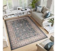 TAPISO Colorado Area Rug Traditional Floral Ornaments Green Blue Cream Frame Living Room Bedroom Durable OEKO-TEX Carpet Size - 180 x 250 cm (5ft11 x 8ft2)