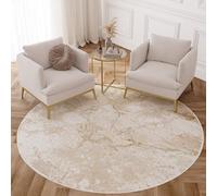 TAPISO Crystal Area Rug Short Pile Abstract Modern Marble Brown Beige 3D Effect Living Room Bedroom Durable OEKO-TEX Carpet Size - 240 x 240 cm (7ft10 x 7ft10)